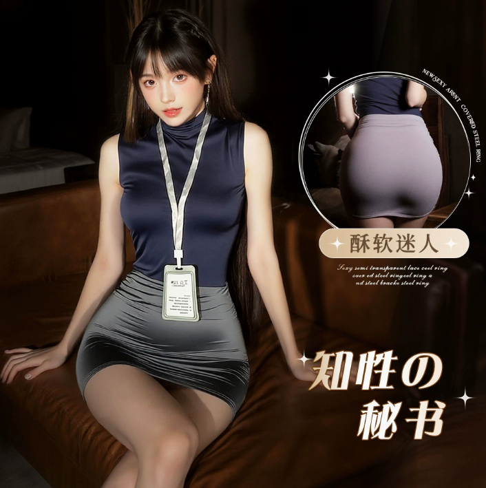 秘书装高腰弹力显瘦职业装情趣内衣性感COS包臀裙3.png