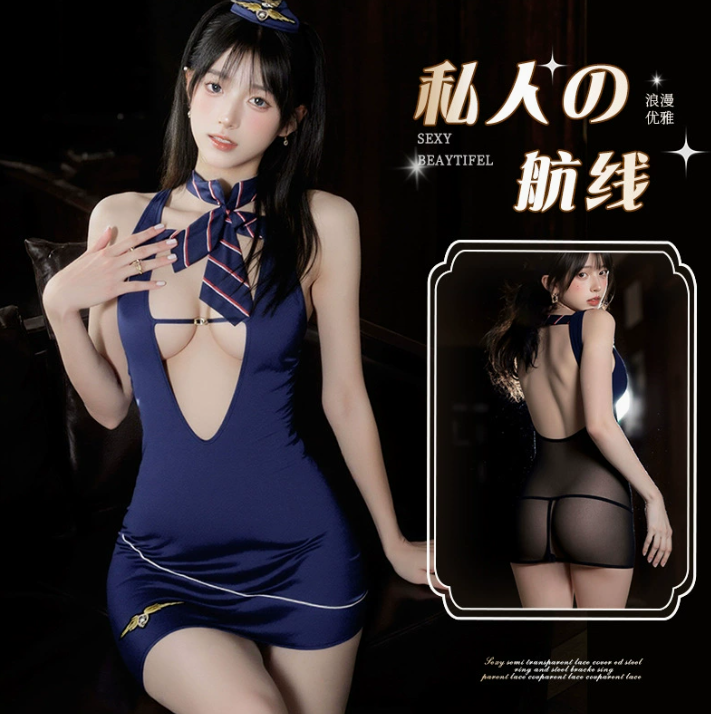 情趣内衣私家空乘服务包臀裙套装透视裸臀免脱性感纯欲2.png