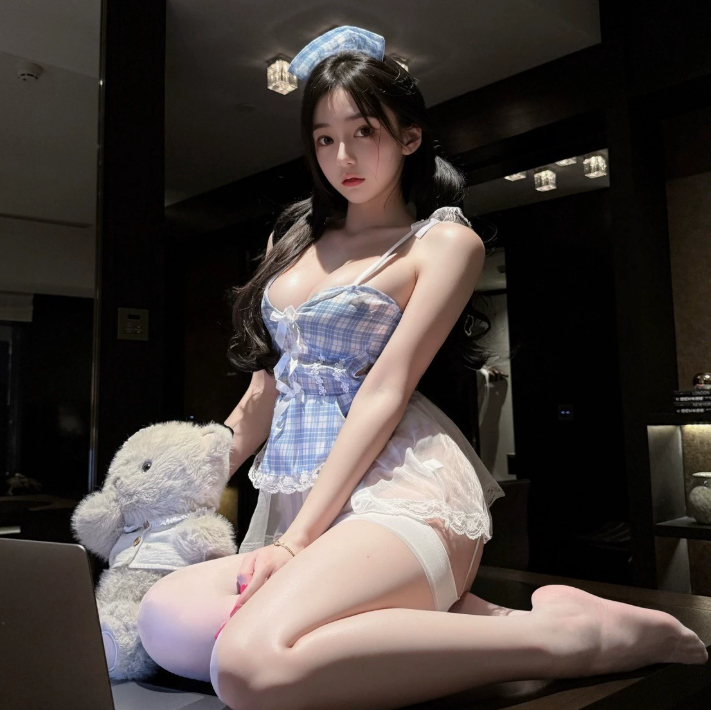清新甜美情趣内衣诱惑蓝格女仆纯欲调情性感套装薄款睡衣4.png