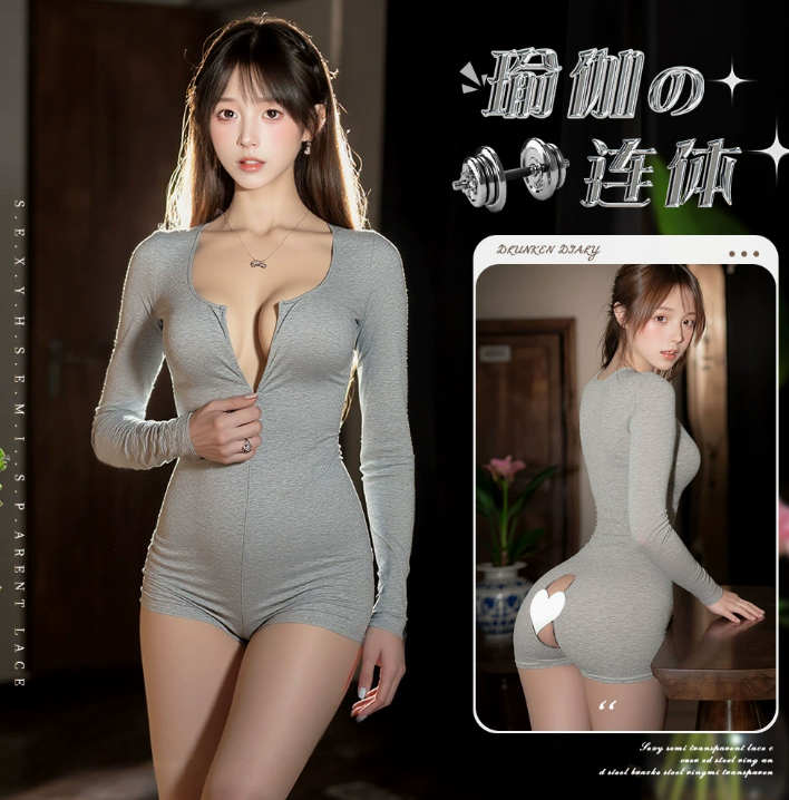 情趣内衣性感瑜伽服双头拉链野外户外免脱诱惑制服4.png