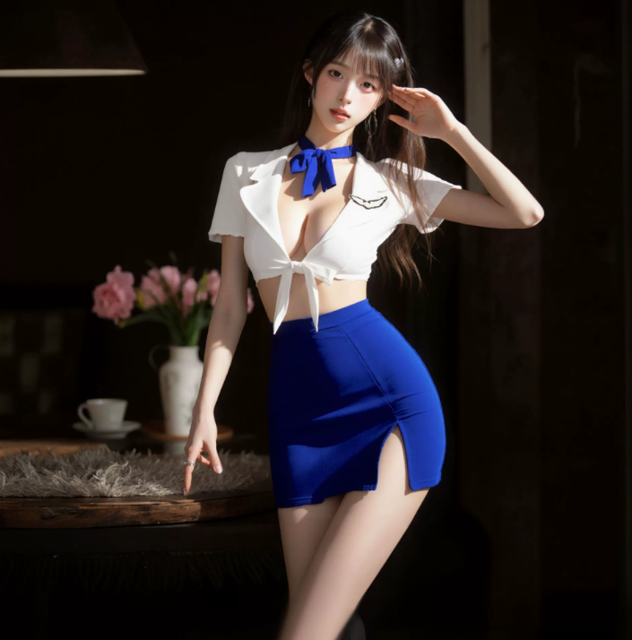 纯欲空姐制服性感深V免脱套装角色扮演诱惑2.png