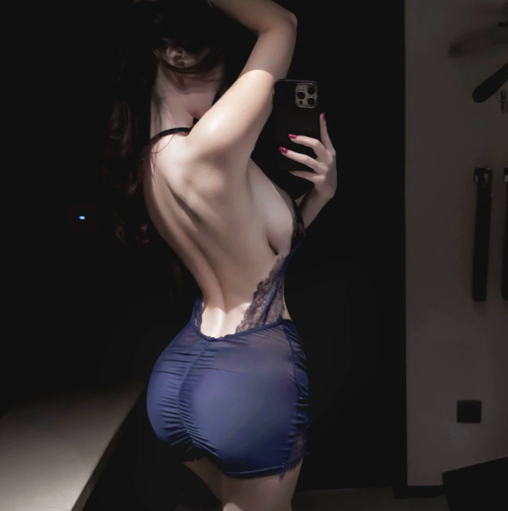 紧身性感挂脖蕾丝秘书制服网纱包臀裙女佣诱惑2.png