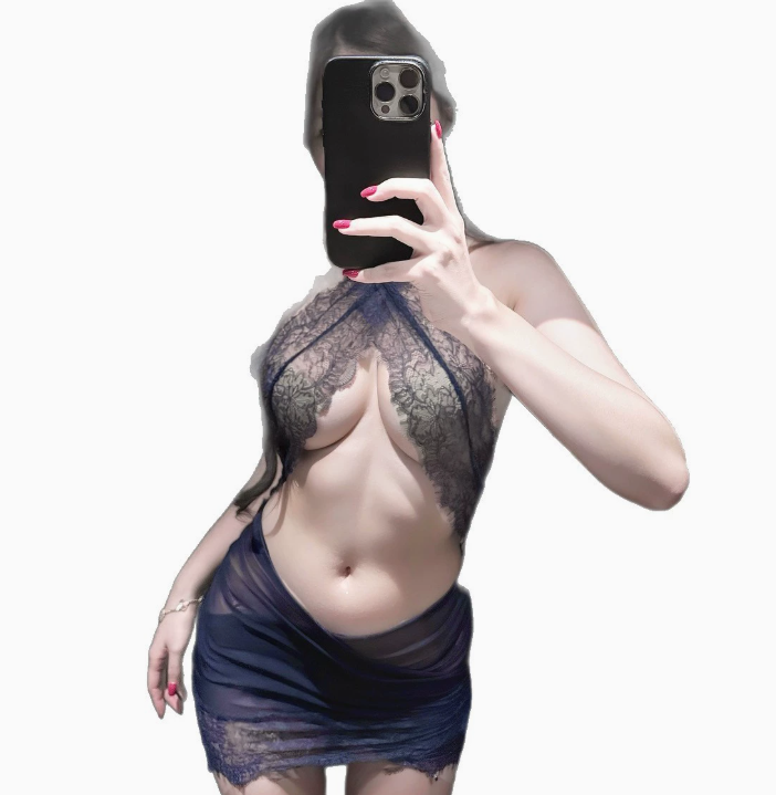 紧身性感挂脖蕾丝秘书制服网纱包臀裙女佣诱惑3.png