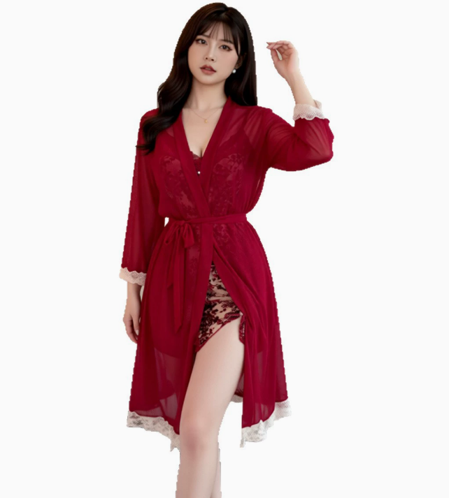 新款性感透视吊带睡裙女植绒网纱拼接睡衣纯欲家居服套装4.png