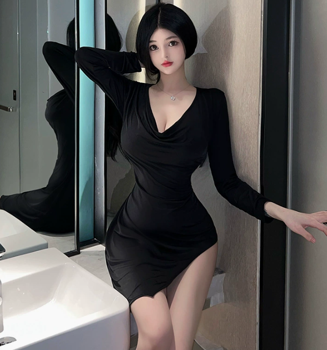 开叉透视情趣内衣性感夜店风制服火辣免脱冰丝大号连身裙2.png