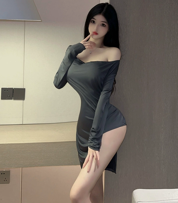 开叉透视情趣内衣性感夜店风制服火辣免脱冰丝大号连身裙4.png