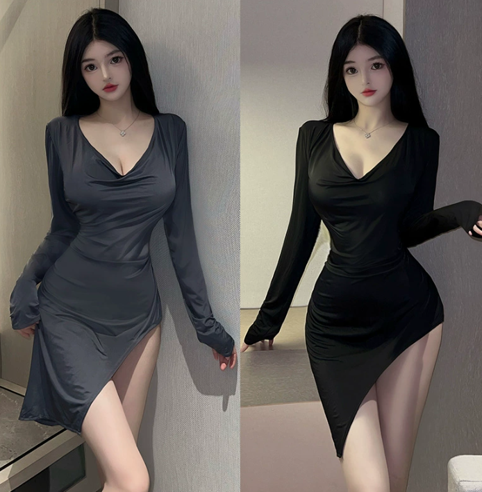 开叉透视情趣内衣性感夜店风制服火辣免脱冰丝大号连身裙3.png