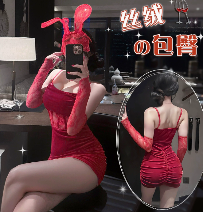 情趣内衣蕾丝吊带连衣裙性感纯欲情趣衣丝绒睡衣服制服套装2.png